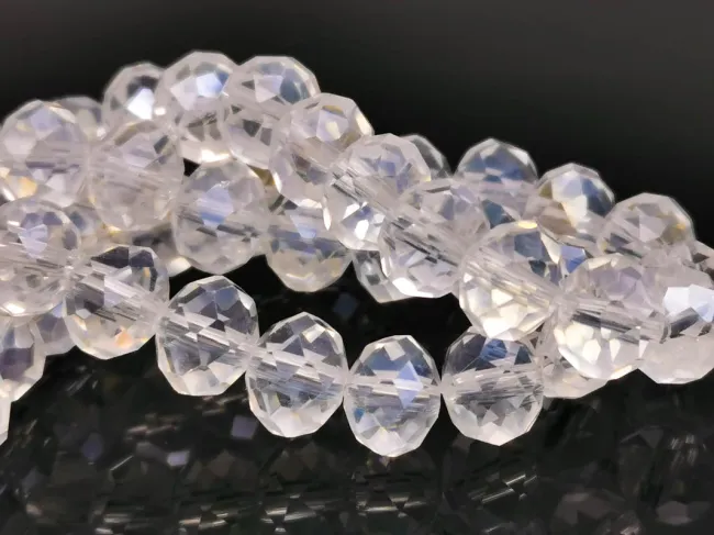 Margele cristal rondel fatetat 8x6mm transparent AB (sirag)