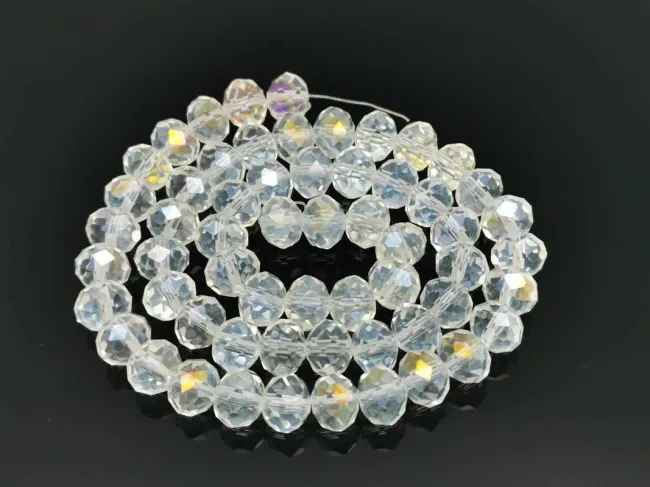 Margele cristal rondel fatetat 8x6mm transparent AB (sirag)