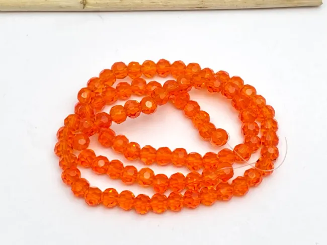 Margele cristal rotund fatetat 4mm orange (sirag)