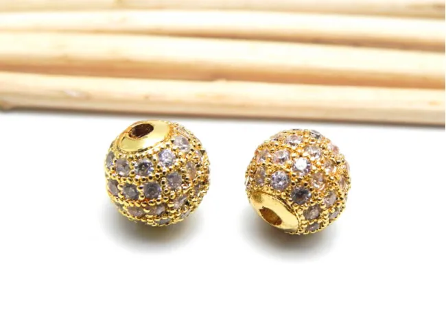 Distantier cubic zirconia 8mm auriu (1buc)