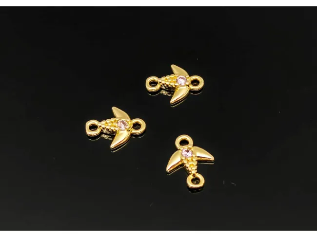 Link cubic zirconia auriu randunica 8x6.5x1.5mm roz