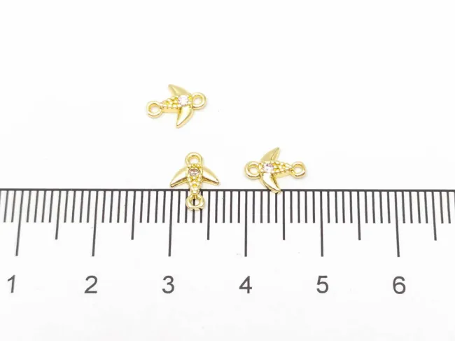 Link cubic zirconia auriu randunica 8x6.5x1.5mm roz