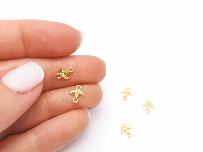 Link cubic zirconia auriu randunica 8x6.5x1.5mm transparent