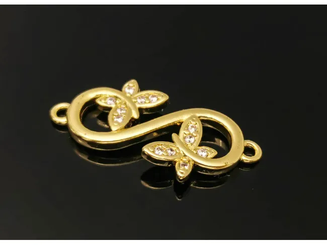 Link cubic zirconia infinit cu fluturi 23x12mm auriu