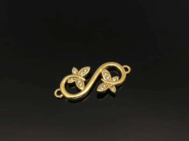 Link cubic zirconia infinit cu fluturi 23x12mm auriu