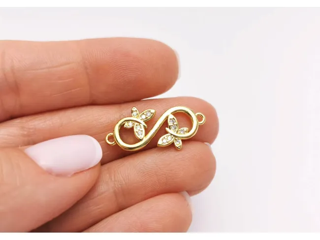 Link cubic zirconia infinit cu fluturi 23x12mm auriu