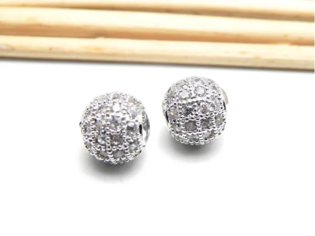 Distantier cubic zirconia 8mm argintiu (1buc)