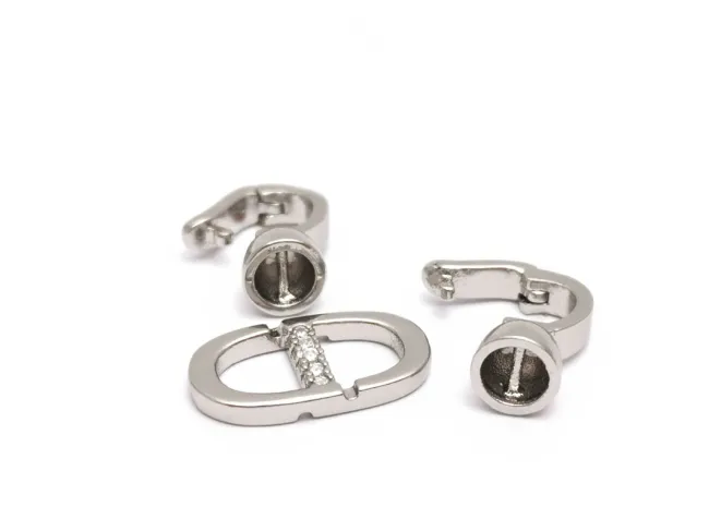 Inchizatoare cubic zirconia 32x8mm argintiu