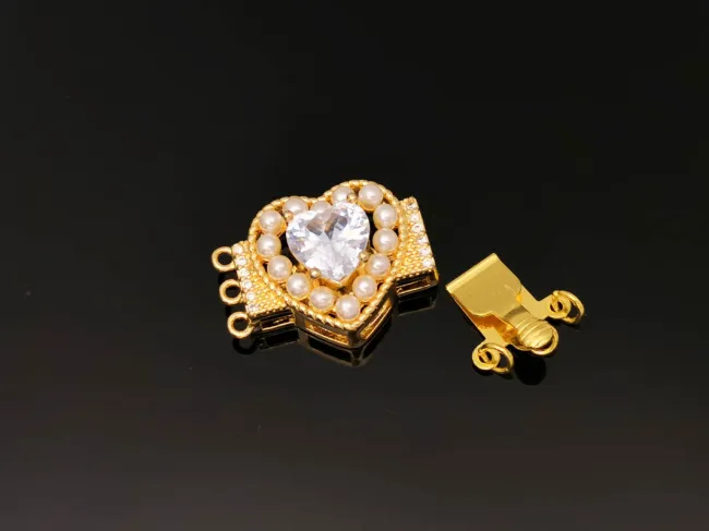 Inchizatoare cubic zirconia multisir cu 3 bucle 28x16x10mm auriu