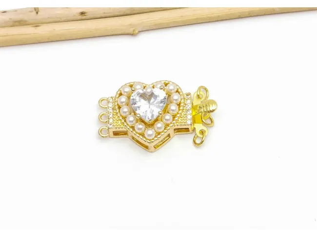 Inchizatoare cubic zirconia multisir cu 3 bucle 28x16x10mm auriu