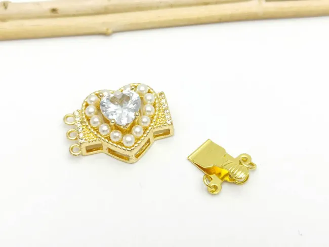 Inchizatoare cubic zirconia multisir cu 3 bucle 28x16x10mm auriu