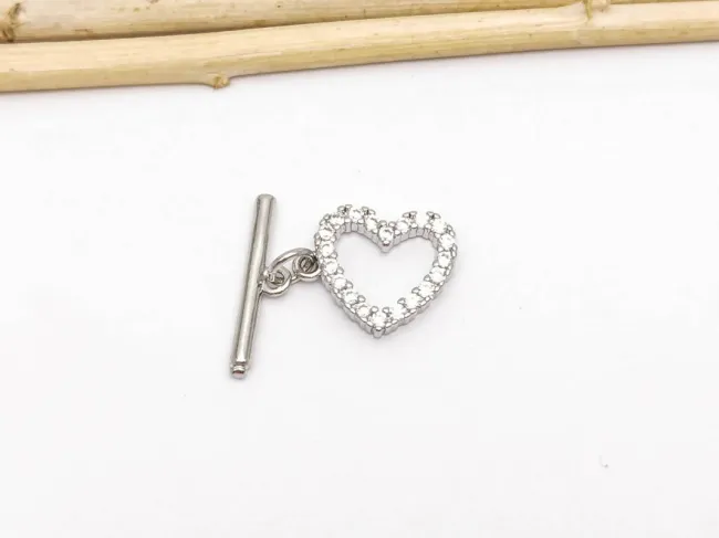 Inchizatoare cubic zirconia toggle 14x12mm inima