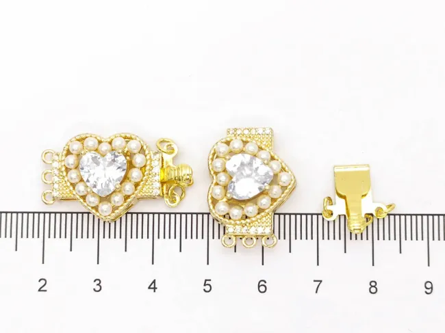 Inchizatoare cubic zirconia multisir cu 3 bucle 28x16x10mm auriu