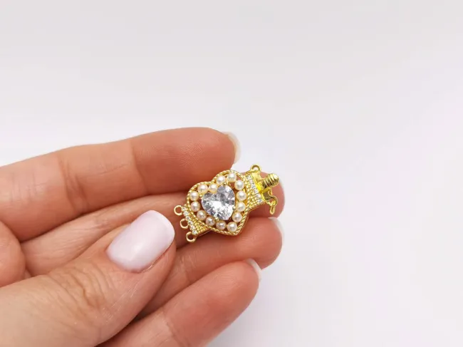 Inchizatoare cubic zirconia multisir cu 3 bucle 28x16x10mm auriu