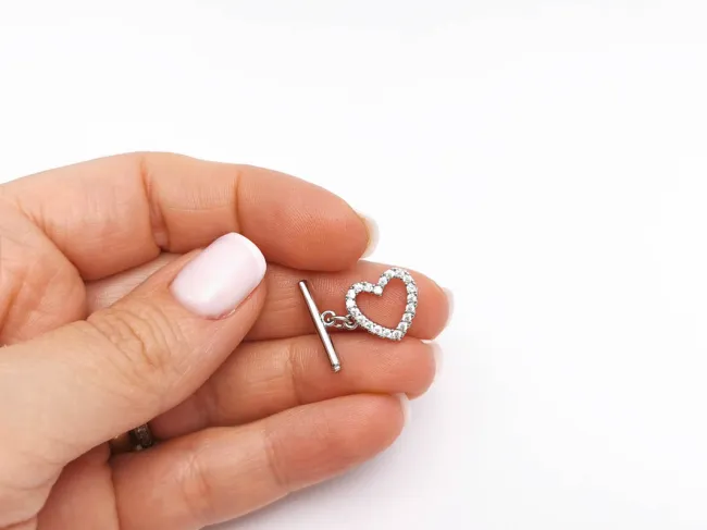 Inchizatoare cubic zirconia toggle 14x12mm inima