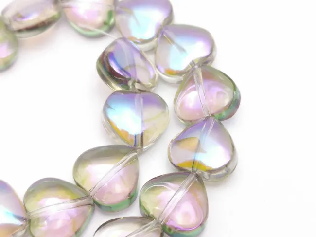 Margele sticla inima electroplacate 10mm iris gri mov (sirag)