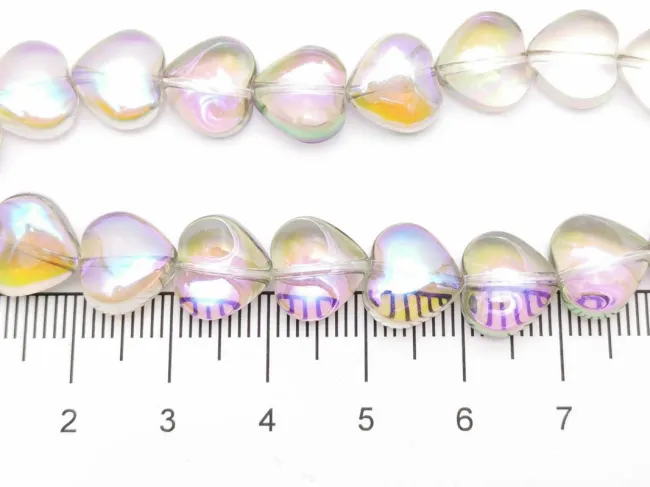 Margele sticla inima electroplacate 10mm iris gri mov (sirag)