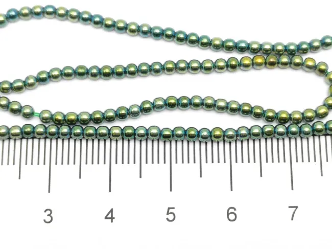 Margele sticla electroplacate 2.5mm iris verde auriu (sirag)