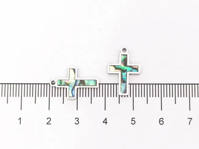 Pandantiv scoica Paua cruce 17x11mm