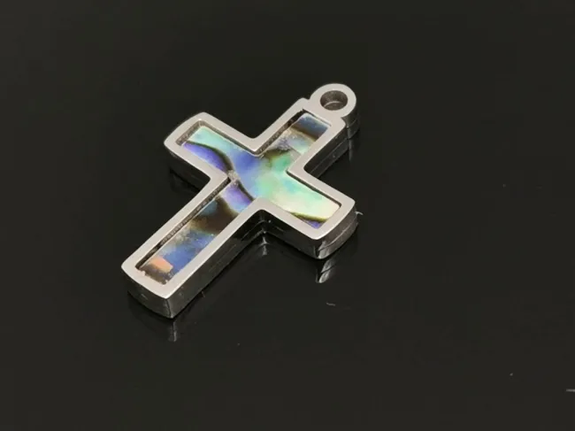 Pandantiv scoica Paua cruce 17x11mm