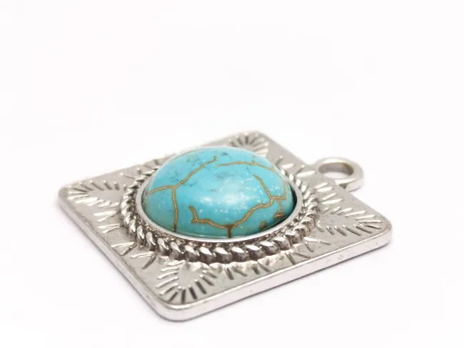 Pandantiv turcoaz patrat 28x24mm