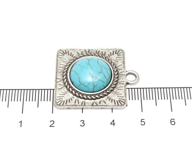 Pandantiv turcoaz patrat 28x24mm