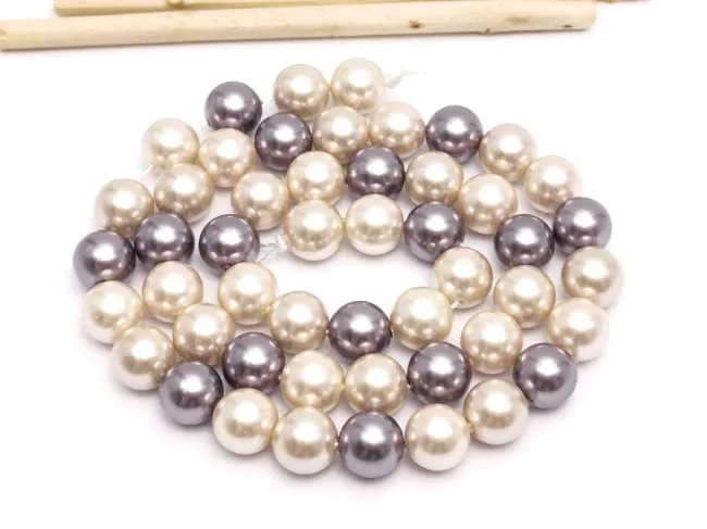 Sirag Perle tip mallorca 8mm mix gri bej