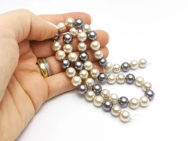 Sirag Perle tip mallorca 8mm mix gri bej