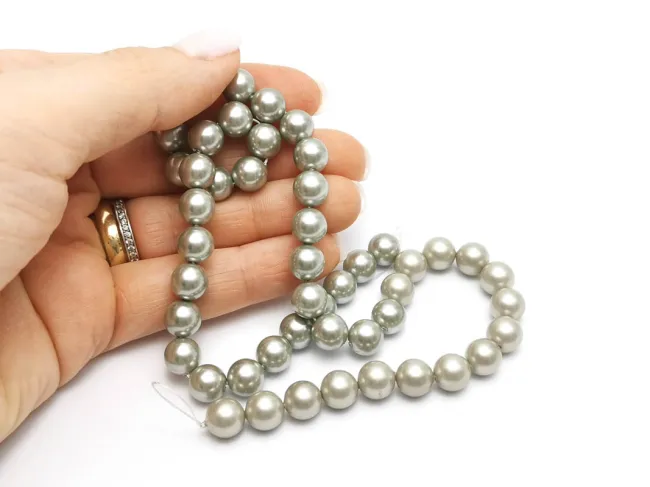 Sirag perle tip mallorca 8mm gri deschis