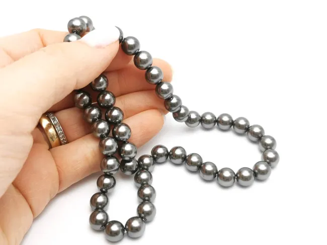 Sirag perle tip mallorca 8mm gri inchis