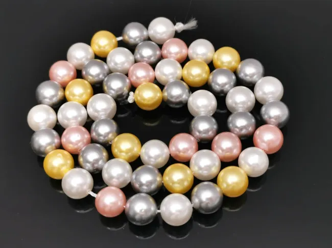 Sirag Perle tip mallorca 8mm mix gri roz auriu