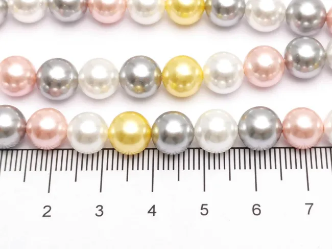 Sirag Perle tip mallorca 8mm mix gri roz auriu