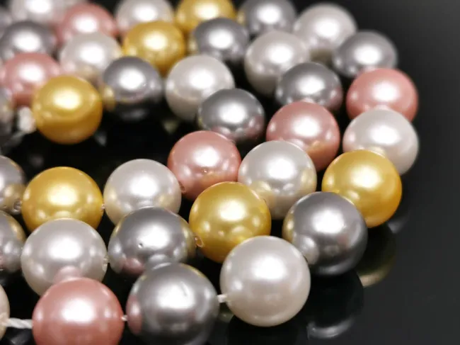 Sirag Perle tip mallorca 8mm mix gri roz auriu