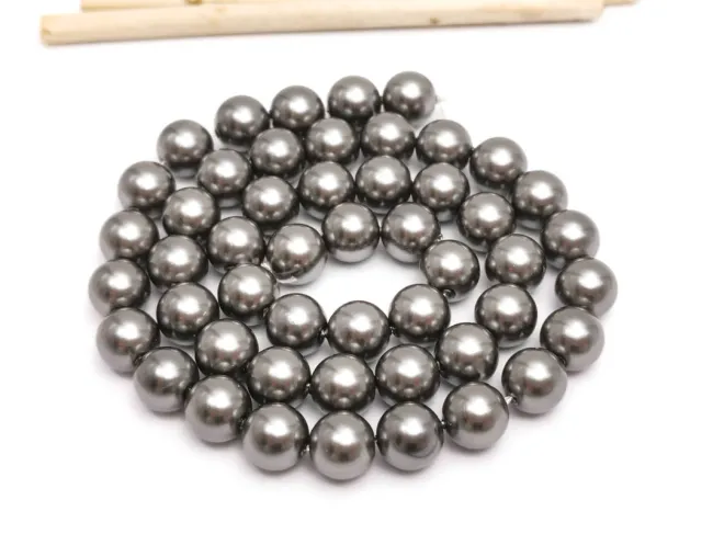 Sirag perle tip mallorca 8mm gri inchis