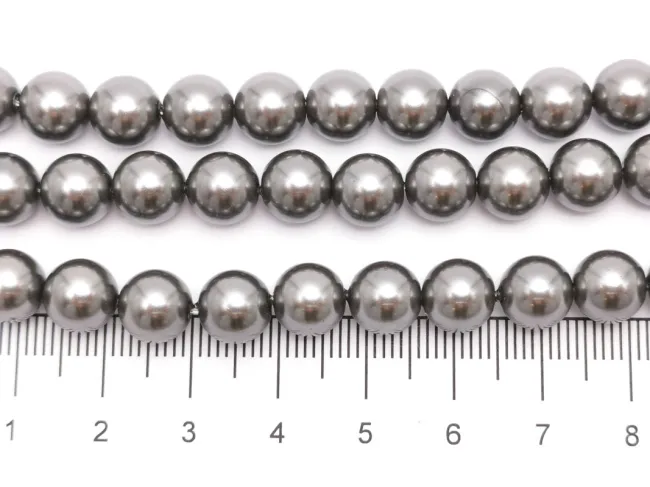 Sirag perle tip mallorca 8mm gri inchis