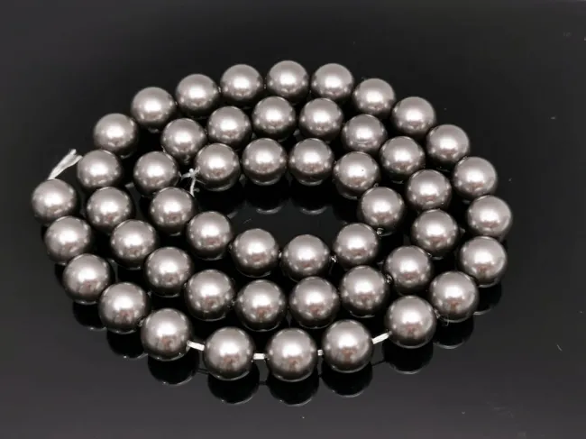 Sirag perle tip mallorca 8mm gri inchis