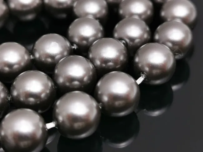 Sirag perle tip mallorca 8mm gri inchis