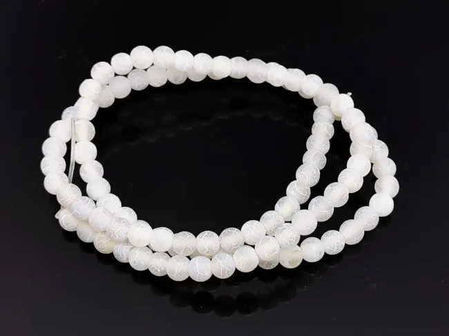 Sirag agate frosted 4mm alb grizonat