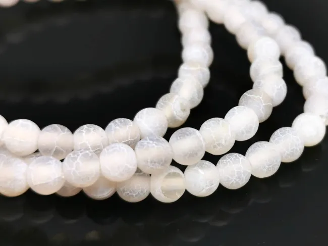 Sirag agate frosted 4mm alb grizonat