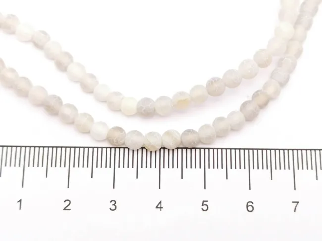 Sirag agate frosted 4mm alb grizonat