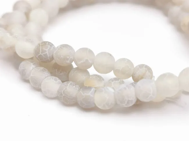 Sirag agate frosted 4mm alb grizonat