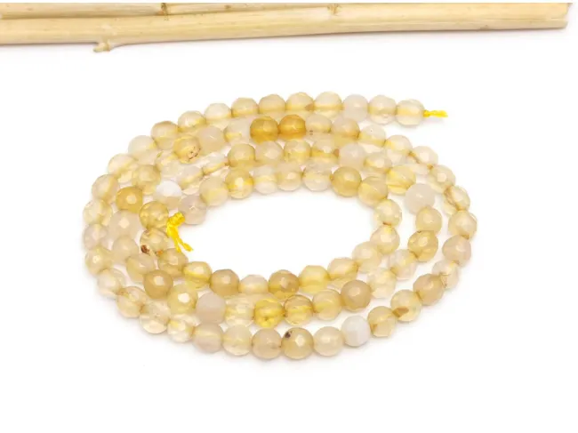 Sirag agate fatetat 4mm galben ocru