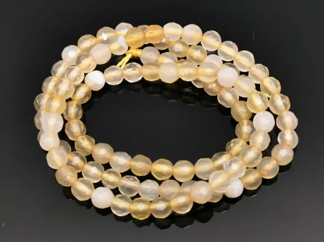 Sirag agate fatetat 4mm galben ocru