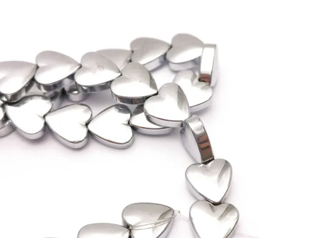 Sirag hematit inima 8x8mm argintiu