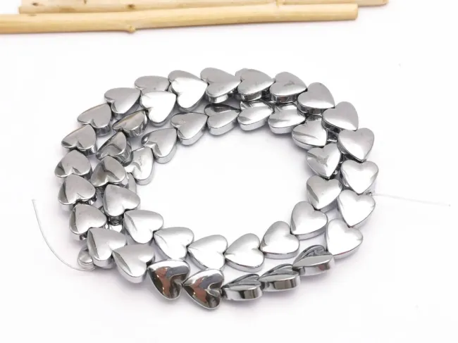 Sirag hematit inima 8x8mm argintiu