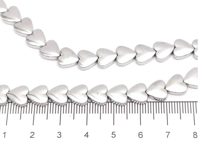 Sirag hematit inima 8x8mm argintiu