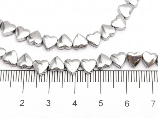 Sirag hematit inima 6x6mm argintiu deschis