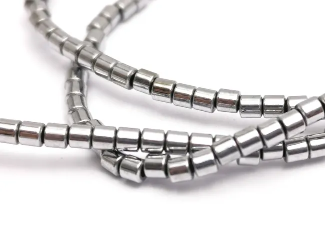 Sirag hematit tub 2x2mm argintiu deschis