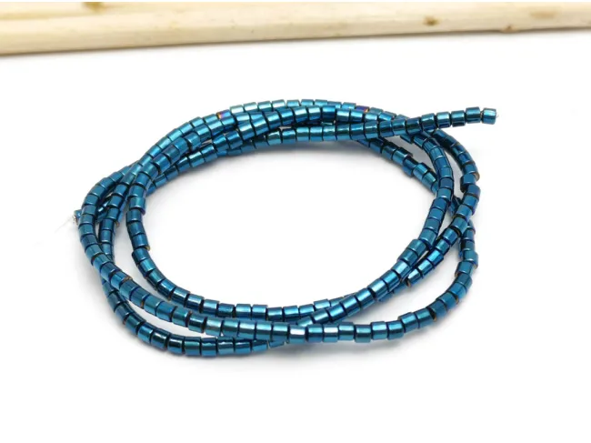 Sirag hematit tub 2x2mm albastru