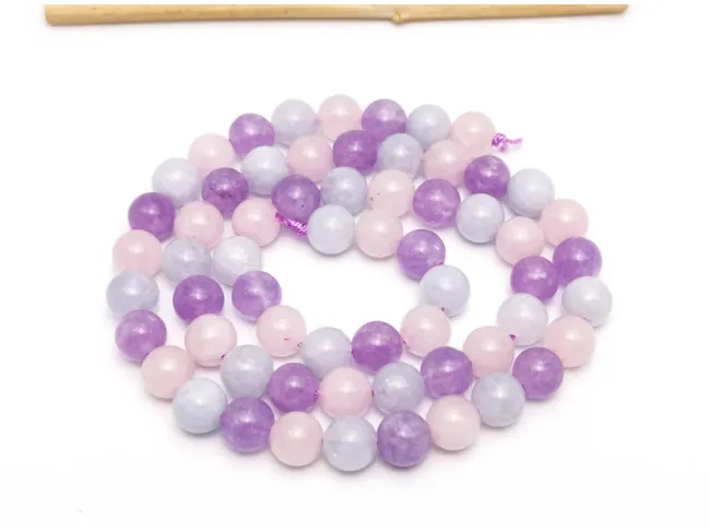 Sirag mix de Ametist, Cuart si Aquamarin sfere 6mm